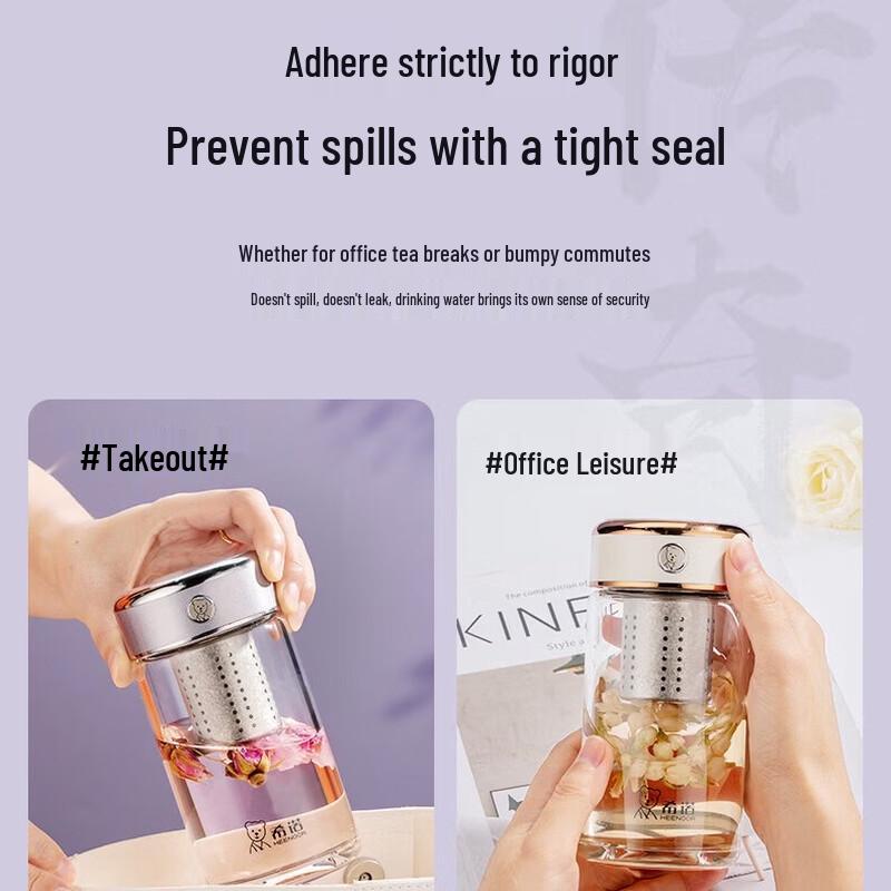 Heenoor Double-Wall Borosilicate Glass Tea Infuser Bottle
