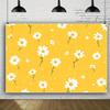 Boho Minimalist Daisy Tapestry Yellow Background with White Blooms Wall Hanging for Room Decor
