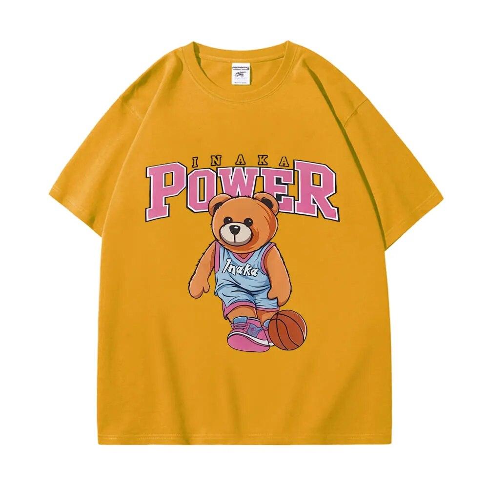 Lustiges Basketballbär Inaka Power Print T-Shirt Unisex Damen Mode Übungsstil T-Shirts Sommer Casual 100 % Baumwolle Loses T-Shirt