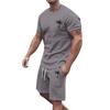 Mens Casual Palm Tree Print Short Sleeve T Shirt And Drawstring Shorts 2 Piece Set