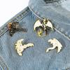 Creativity Personality Black White Dinosaur Monster Cthulhu Snake Eagle Metal Badge Brooch for Women Men Jewelry Accessory Gifts