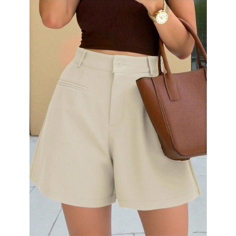 Fashion Casual High Waist Loose Solid Color Wide Leg A Line Women Shorts