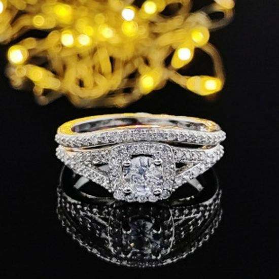 Three-in-One Luxury Women's Wedding Ring Set - European and American Style