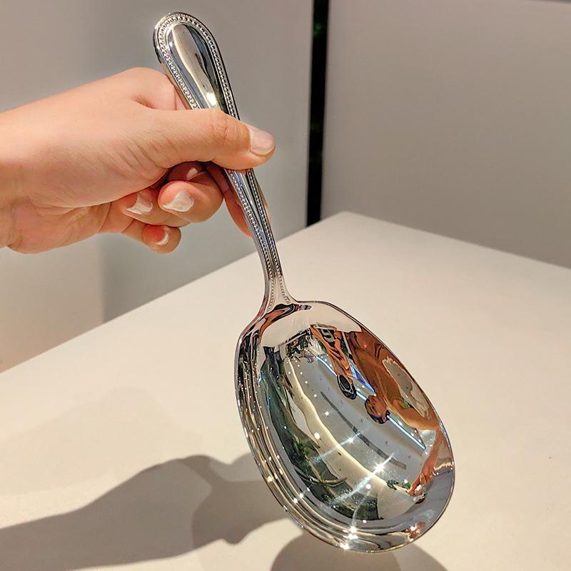 Cuillère à riz en acier inoxydable Cuillère à soupe Cuillère de service ménagère pour servir le riz El Restaurant Cuillère de service Cuillère de partage