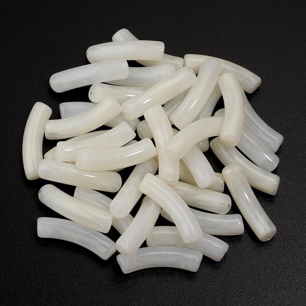 30 pezzi/lotto Perline Tubolari Curve in Acrilico Bicolore Forma Sottile di Bambù Perline Distanziatrici Sfuse Per Braccialetti Collane Fai da te Accessori per Gioielli