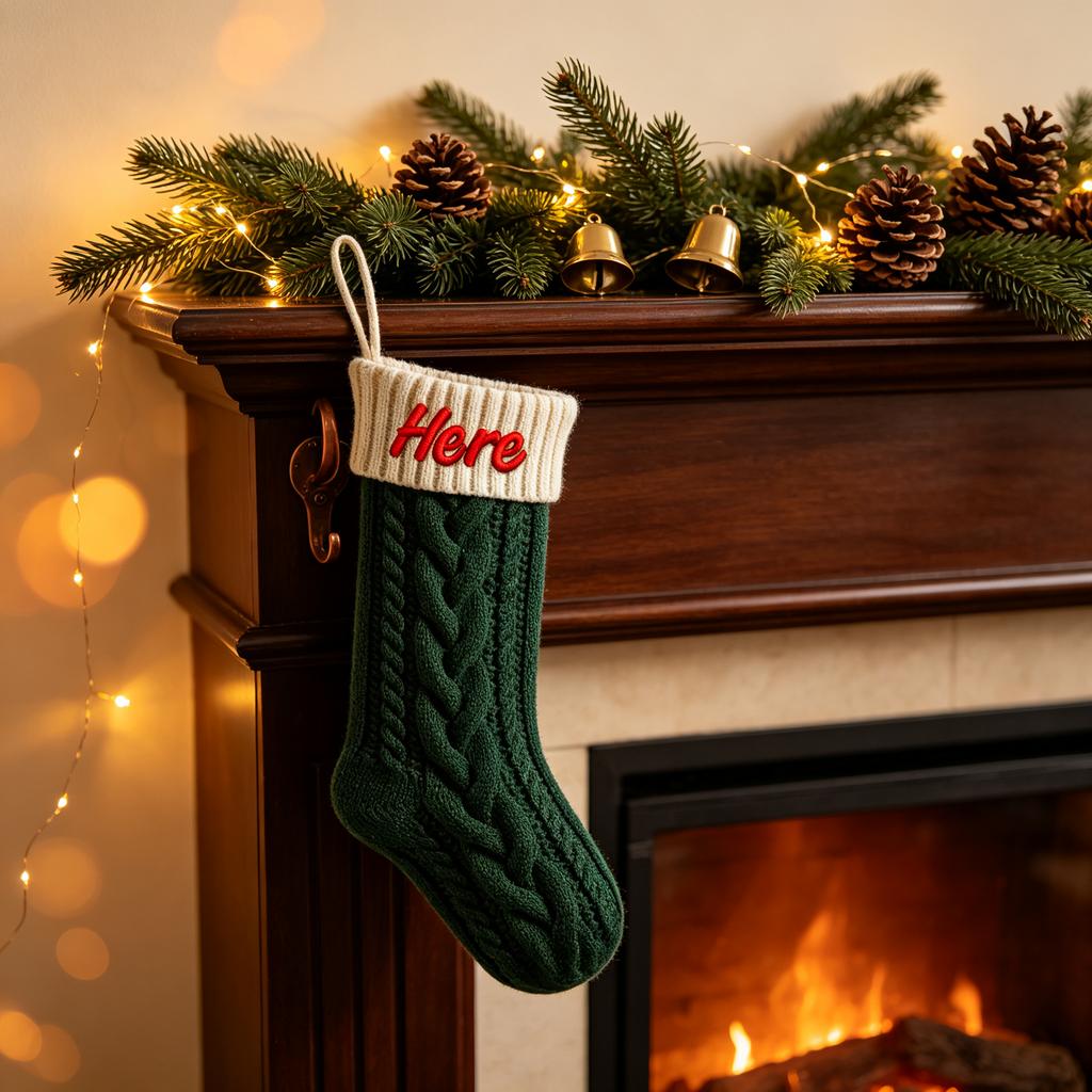 Personalized Christmas Stocking Custom Embroidered Name Christmas Stocking, Xmas Gift Christmas tree Hanging Holiday Decor