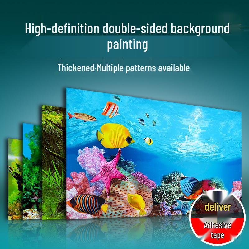 3D HD Double-Sided Aquarium Wallpaper Sticker - Fish Tank Background Decoration