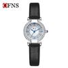 Oufanny Women's Retro Quartz Watch: Waterproof, Small Dial, Diamond Inlaid, Simple Design.