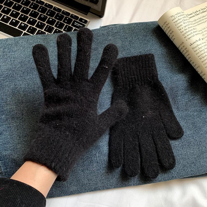 Wind Rabbit Plush Cute Warm Knitted Wool Gloves Long Girl Pink Thickened Soft Cold-proof