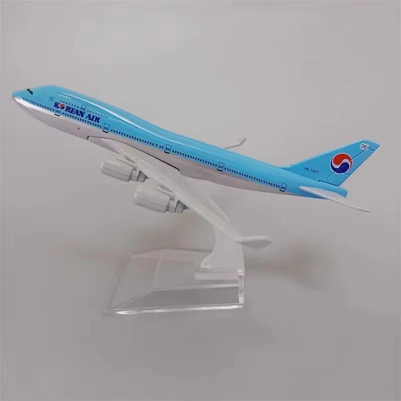 Alloy Metal Planes Aircraft Model Airplane Korea Air Airlines B747 Plane 16cm Display Diecast 747 With Stand Airplanes Decoratio