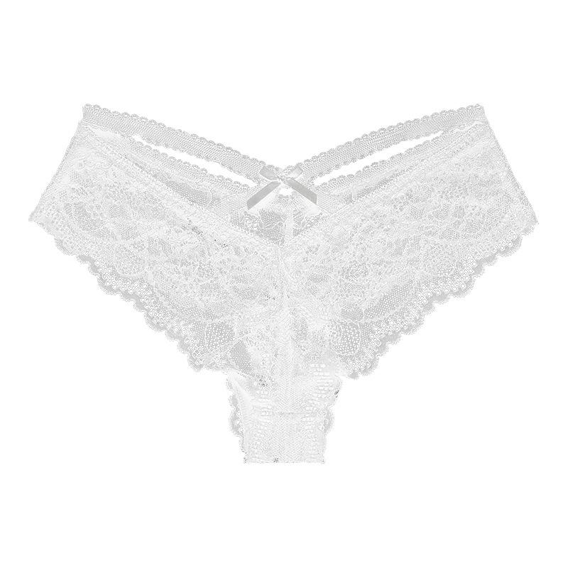 European and American Sexy Briefs, Female Lace Perspective Temptation Sports Breathable Pure Cotton Crotch Low-rise Briefs