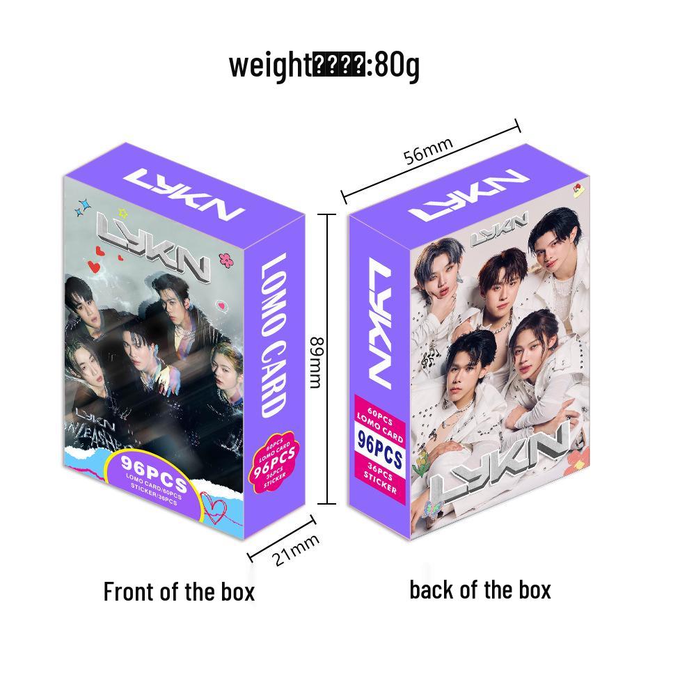 LYKN Thai Photo Card Set: 96 Laminated LOMO Cards & 36 Stickers for Star Chasing Fans
