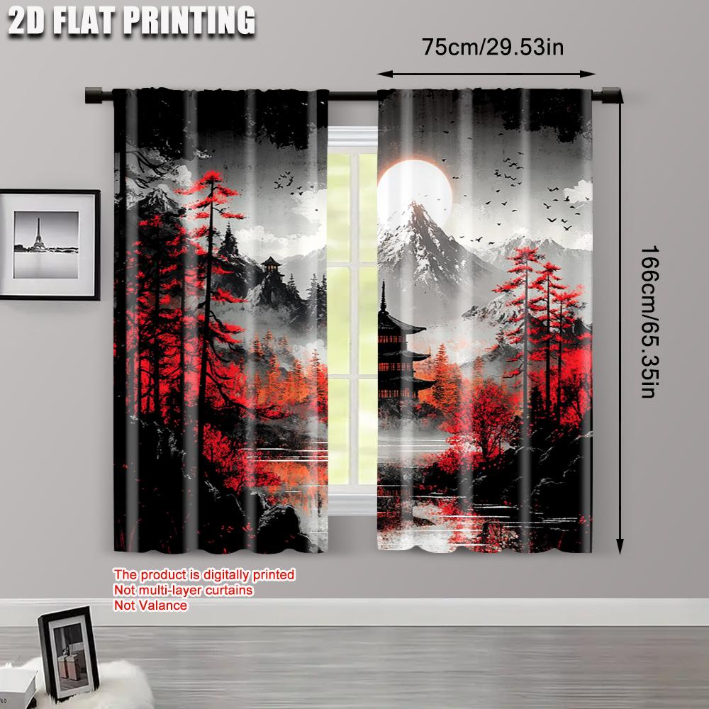 2pcs   Print Curtains 2D print Landscape Durable Polyester (without rod) Decorations Inside Use for Bedroom   Living Room