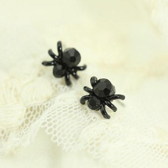 

Женские подарки, милые ювелирные изделия, черные 3D мини-серьги-гвоздики с изображением животных в виде паука