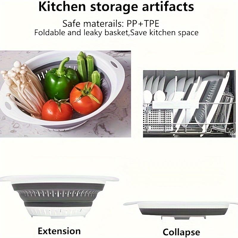 Silicone Kitchen Foldable Storage Basket Collapsible Colander Strainer Fruit Vegetable Washing Kitchen Drainer Filter Organzier