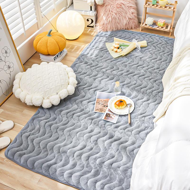Thick Imitation Rabbit Hair Rug Living Room Coffee Table Rug Long Velvet Non-slip Bedroom Wall-to-wall Rug Bedside Tatami Floor Mat