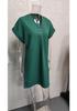 2024 European & American V-neck Solid Color Casual Button Dress for Women