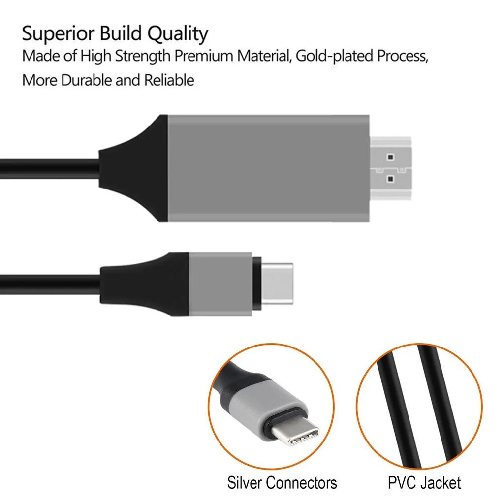USB-C to HDTV Adapter - 4K at 30Hz, USB 3.1 Compatible Cable for MacBook, PC, and Monitor HDMI Connection