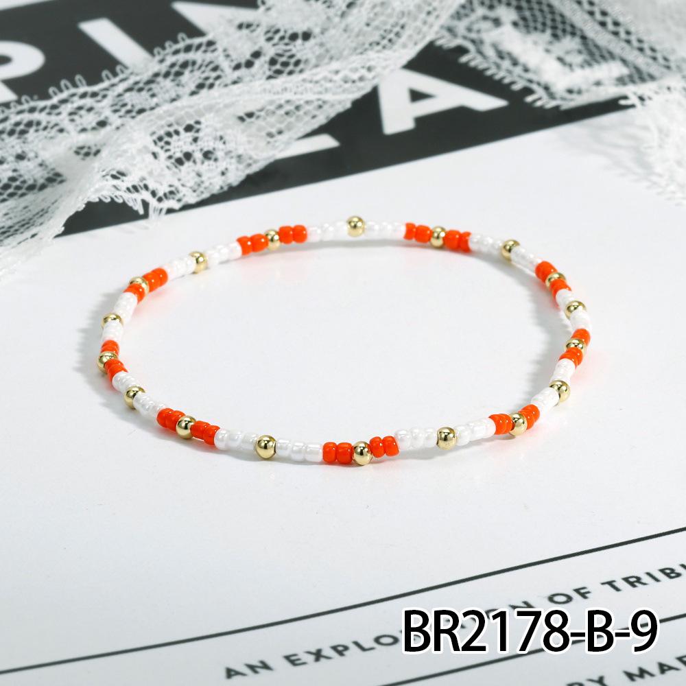 Literary Gentle Style Bow Knot Retro Color Block Rice Bead Layered Bracelet