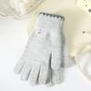 Finger gloves winter women's new thickened warm solid color cute student cycling cold-proof wool gloves women
