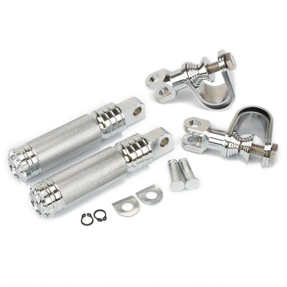 2pcs Universal 1-1 1/4" Motorcycle Highway Footpegs Footrest Clamp Engine Guard Crash Bar Kit for Harley Chopper Bobber Custom