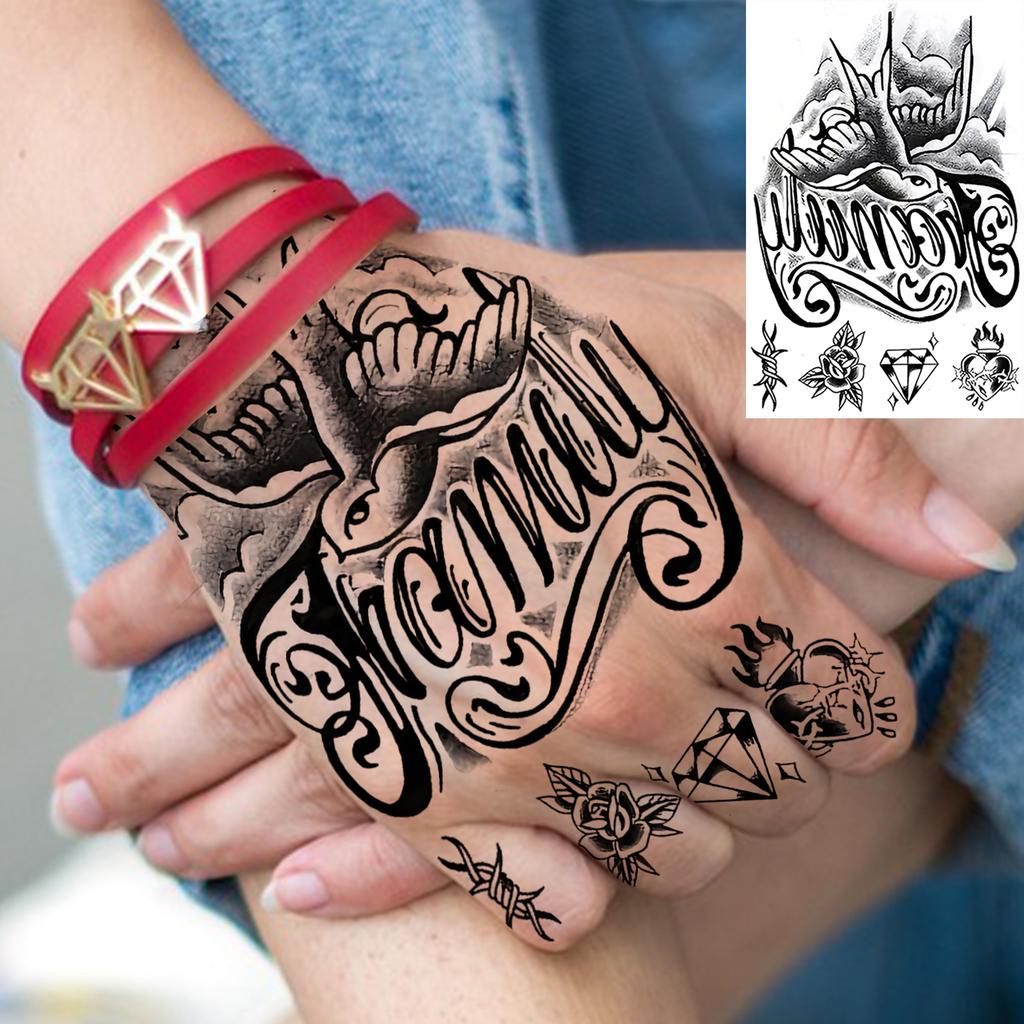 1 Sheet Ship Anchor Crescent Totem Rose Temporary Tattoos For Adult Hands Neck, Fake Tattoo Sticker Long Lasting Realistic Tatoo
