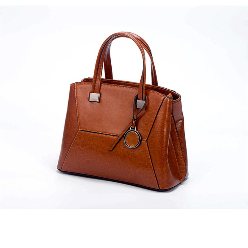 Retro Spliced Genuine Leather Women’s Large Capacity Handbag Shoulder Crossbody Fashion Bag Underarm Saddle Bags