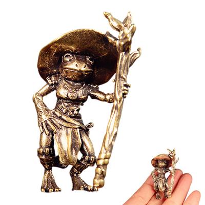 1/2/3Pcs Brass Frog Witch Figurine Vintage Brass Frog Ornament Fantasy Witch Decoration Whimsical Home Accents