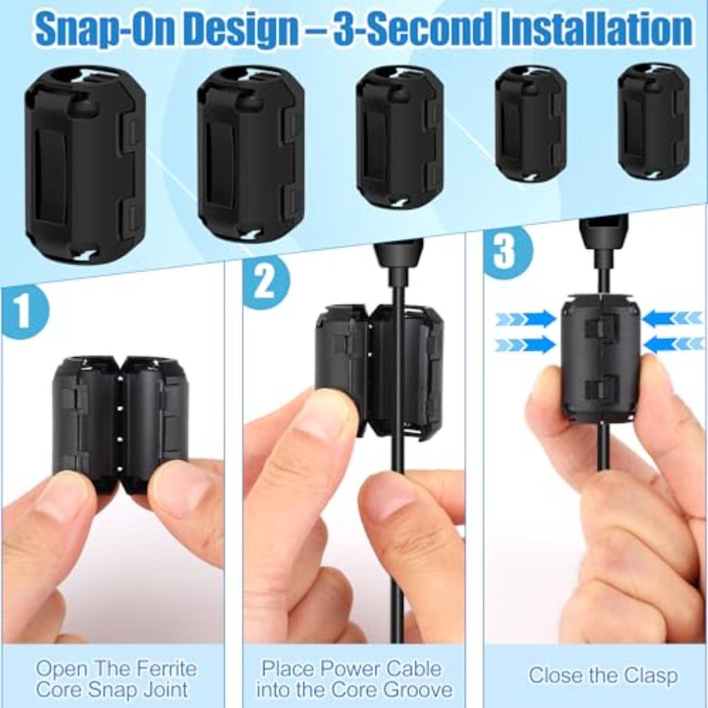 28pcs Ferrite Bead Clips For Various Types Of Cables Including USB,power Lines,network Cables,telephone Lines,and Audio Cables