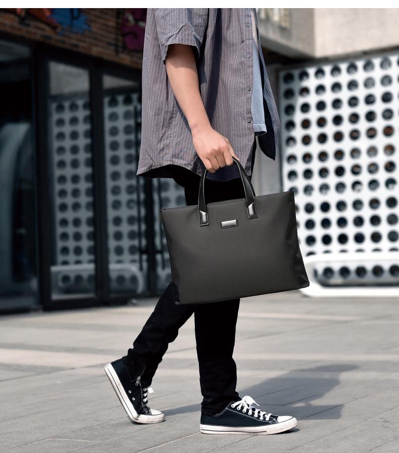 Men's & Women's Waterproof Oxford Cloth Briefcase: Casual Handheld Bag for Documents or Laptop, Ideal for Commuting or Conferences.