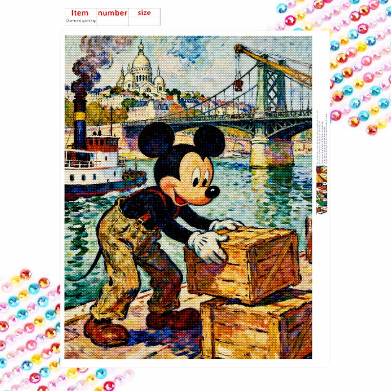 Disney 5D diamond painting set DIY handmade diamond painting art production Mickey Mouse riverside work diamond decorative painting