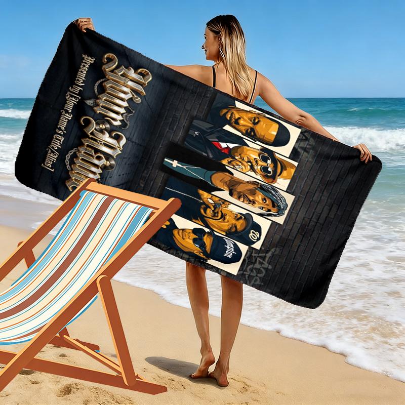 Name Custom Rappers Print Beach Towel, Large Soft Quick Dry Towel for Beach Camping Swimming