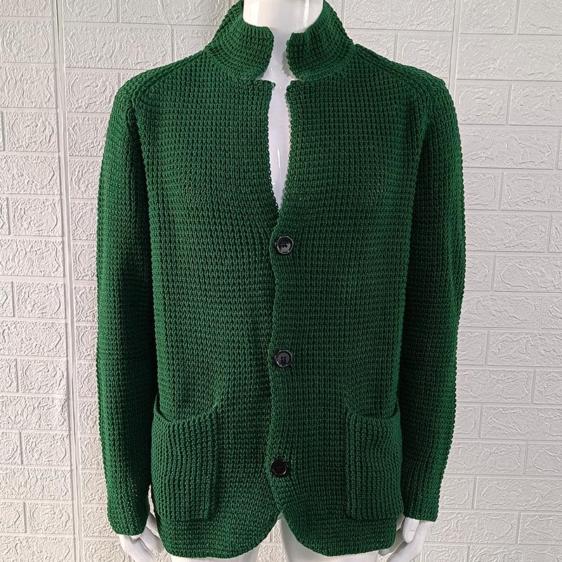 

Зимний вязаный кардиган 2025 года с шерстяным костюмным воротником 5XL зелёный