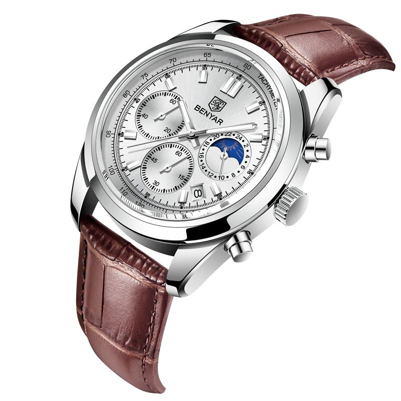 BENYAR Reloj de lujo de primera marca, movimiento japonés informal de cuarzo, reloj de cuarzo deportivo resistente al agua de primera marca para hombres