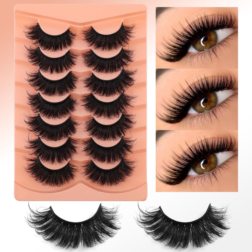 7 Pairs Of High Imitation Mink Hair False Eyelashes Dense Curled Simulated Eyelashes