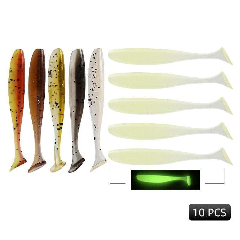 MEREDITH Easy Shiner Esca Morbida 50mm/0.88g & 65mm/1.52g & 75mm/2.4g & 100mm/4.8g 10 pezzi Classico Coda a T Luccio Persico JXS01
