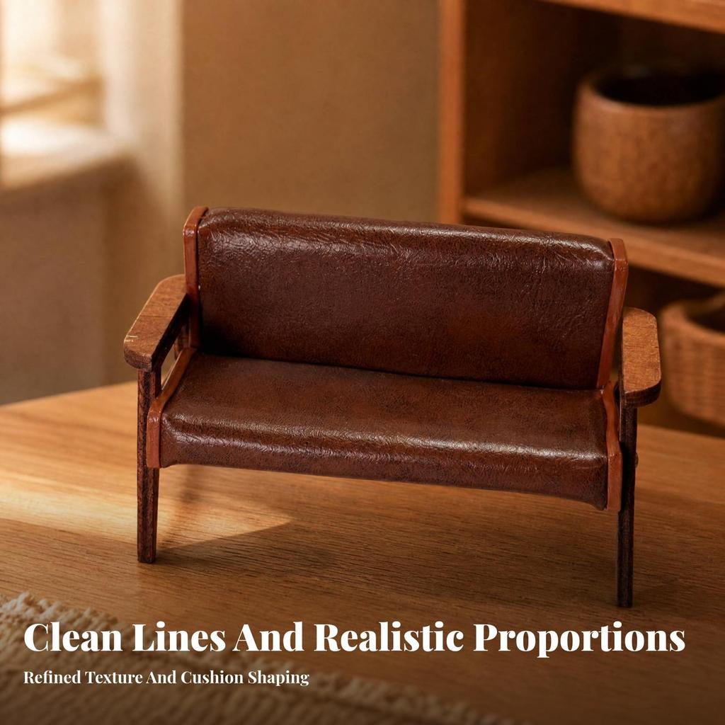 Miniature Wooden Sofa Toy Padded Furniture Detailed for DIY Miniatures, Crafters