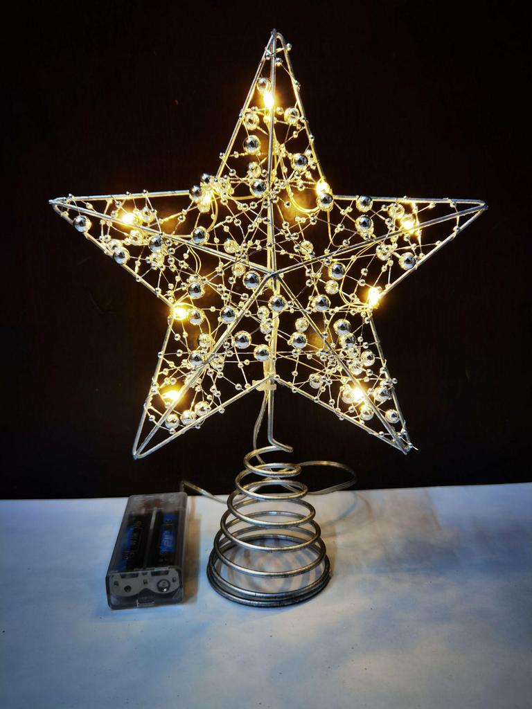 Wrought Iron Luminous Glitter Treetop Star Christmas Decoration