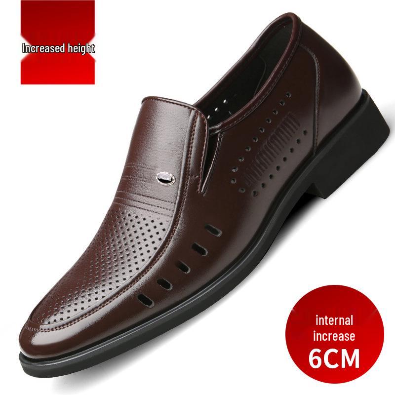 Men's Spring/Summer Hollow Leather Slip-On Shoes - Business Casual & Formal, Ideal for Middle-Aged and Elderly Dads