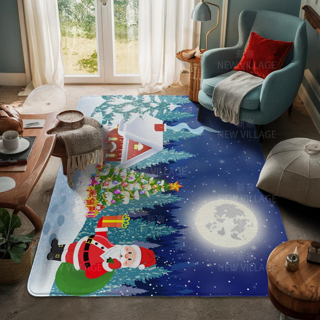 House Entrance Carpet Home Door Mat Living Room Bath Foot Bathroom Non-slip Water Absorption Rugs Bath Merry Christmas Winter