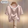 Moda Donna Casual Tinta Unita Stampa Manica Corta Girocollo Camicie & Bluse Design Unico