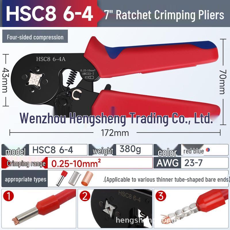 Electrician's HCS86-4A Tubular Terminal Crimping Pliers for Quick Wiring