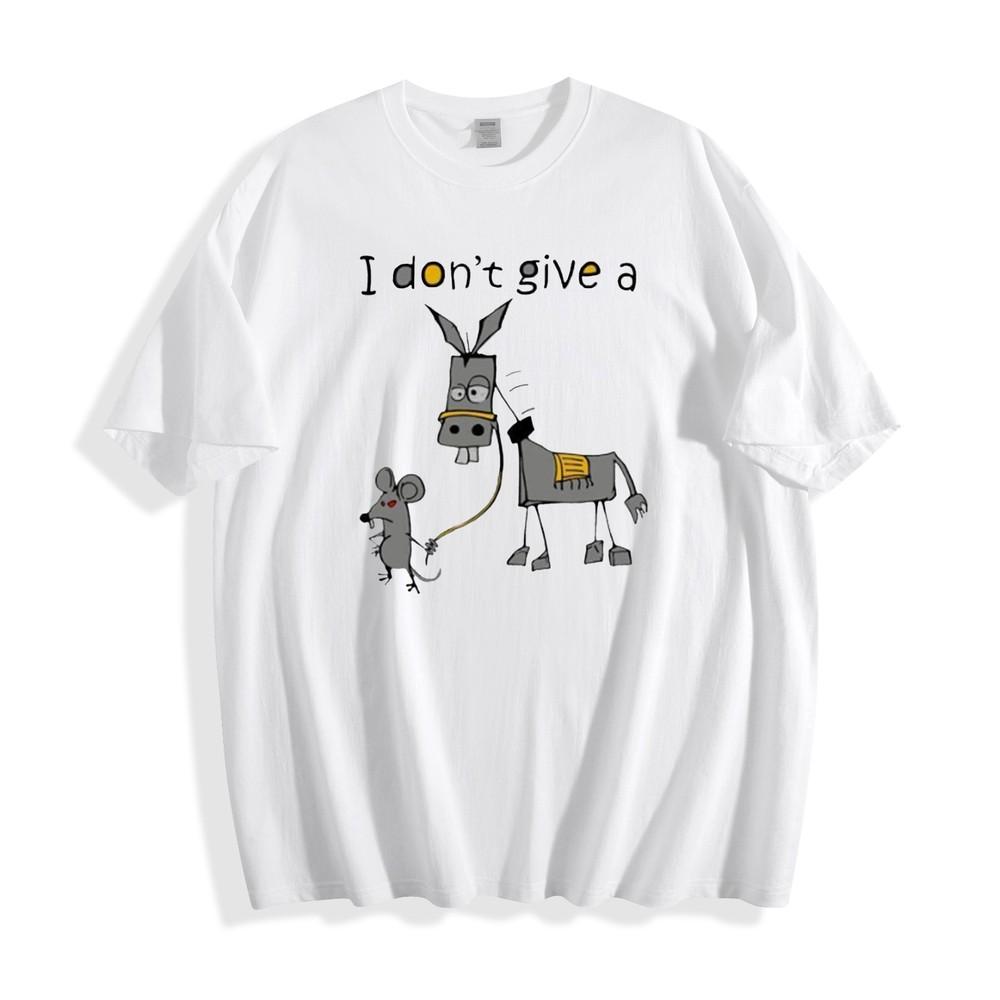 

Donkey and Mouse Graphic T-Shirt - Humorous Cartoon Design Unisex Tee 4XL