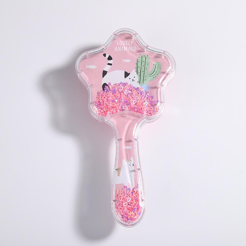 2023 New Cartoon Quicksand Comb with Glitter and Foam Hair Cushion Massage Comb for Cosmetic Styling