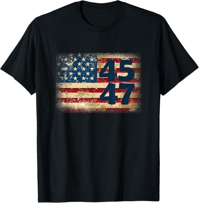 45 47 Donald Trump 2024 American Flag Unisex T-Shirt Unisex T-Shirt L