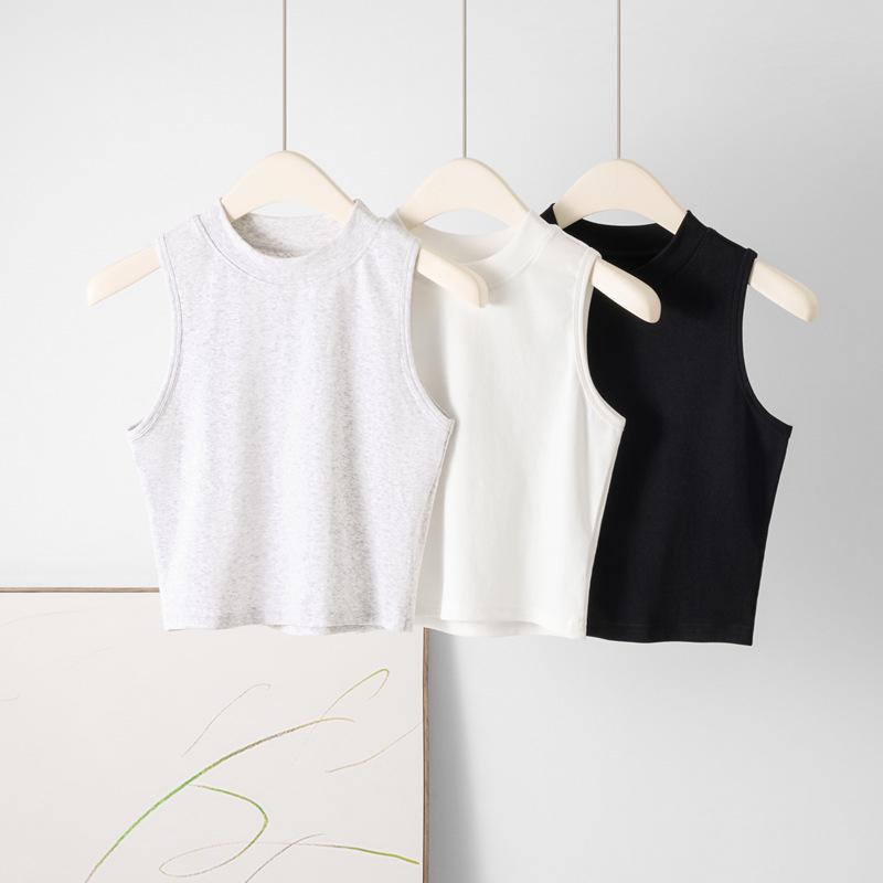 Women's Spring/Summer 2025 Slim Fit Sleeveless Crop Top - Spicy Girl Style Round Neck Camisole