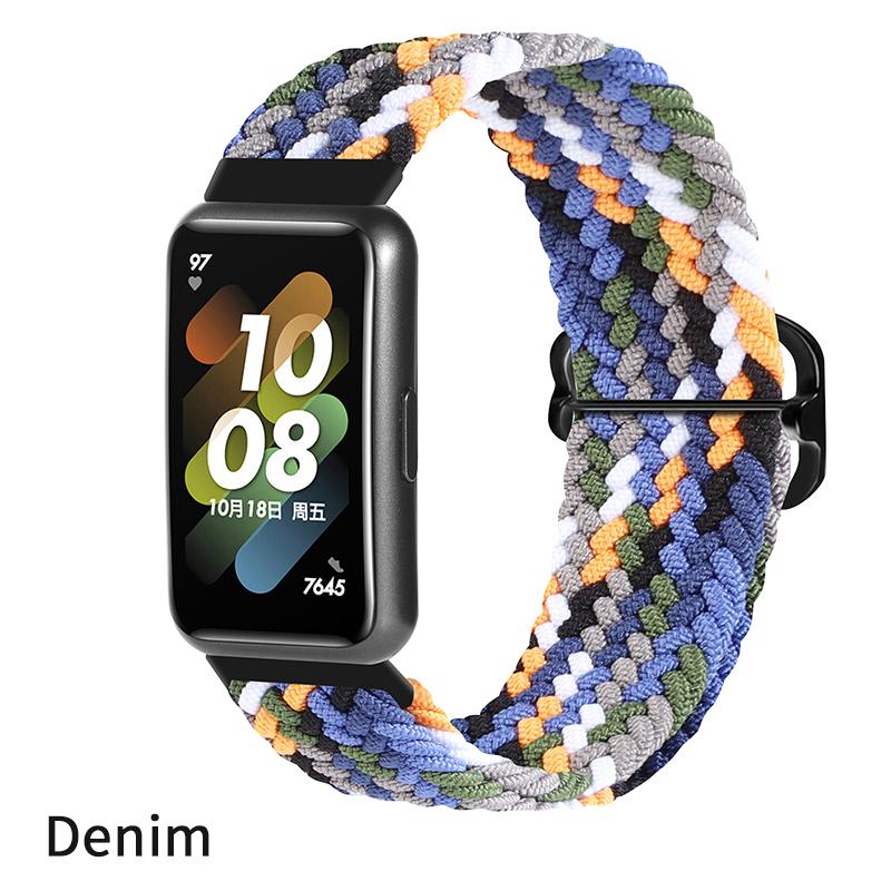 

Регулируемый нейлоновый ремешок для Huawei Band 7, дышащий 7NFC, запасные аксессуары, эластичный браслет для браслета Huawei Band7 джинсовый