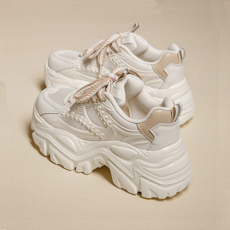 Small Thick-soled Dad Shoes Women's Casual New Summer Thin Mesh Breathable Little White Shoes Heightening Sports Shoes Tide