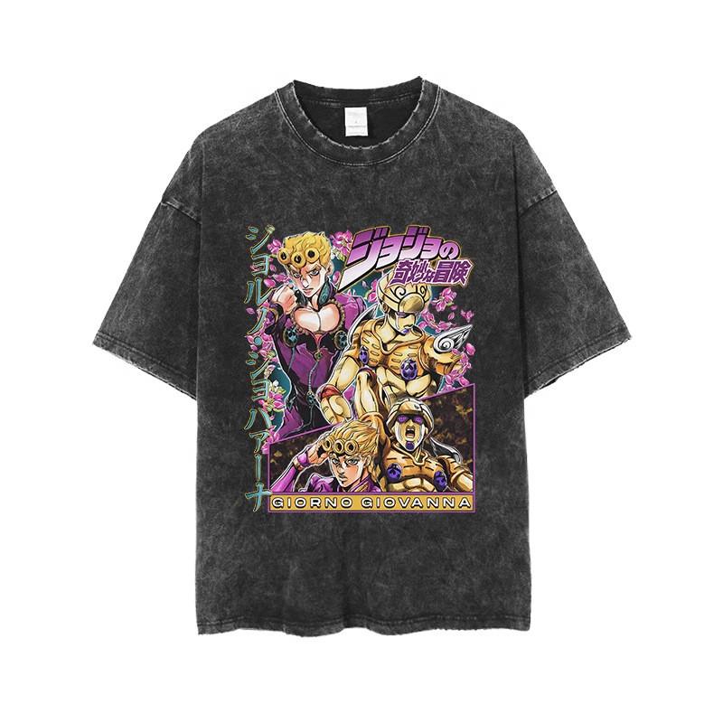 

JOJO Wonderful Adventure anime Summer New washed Tshirt cotton Jotaro Kujo pattern styleshortsleeved Loose YK shirt M