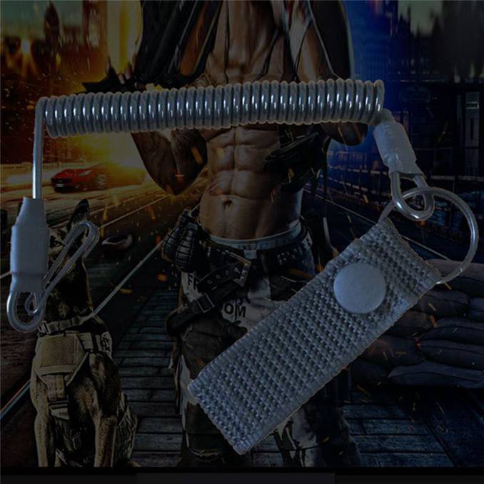 Outdoor Tactical Spring Gun Rope Anti-theft Rope Military Spring Safety Rope Practical Anti-lost Lanyard